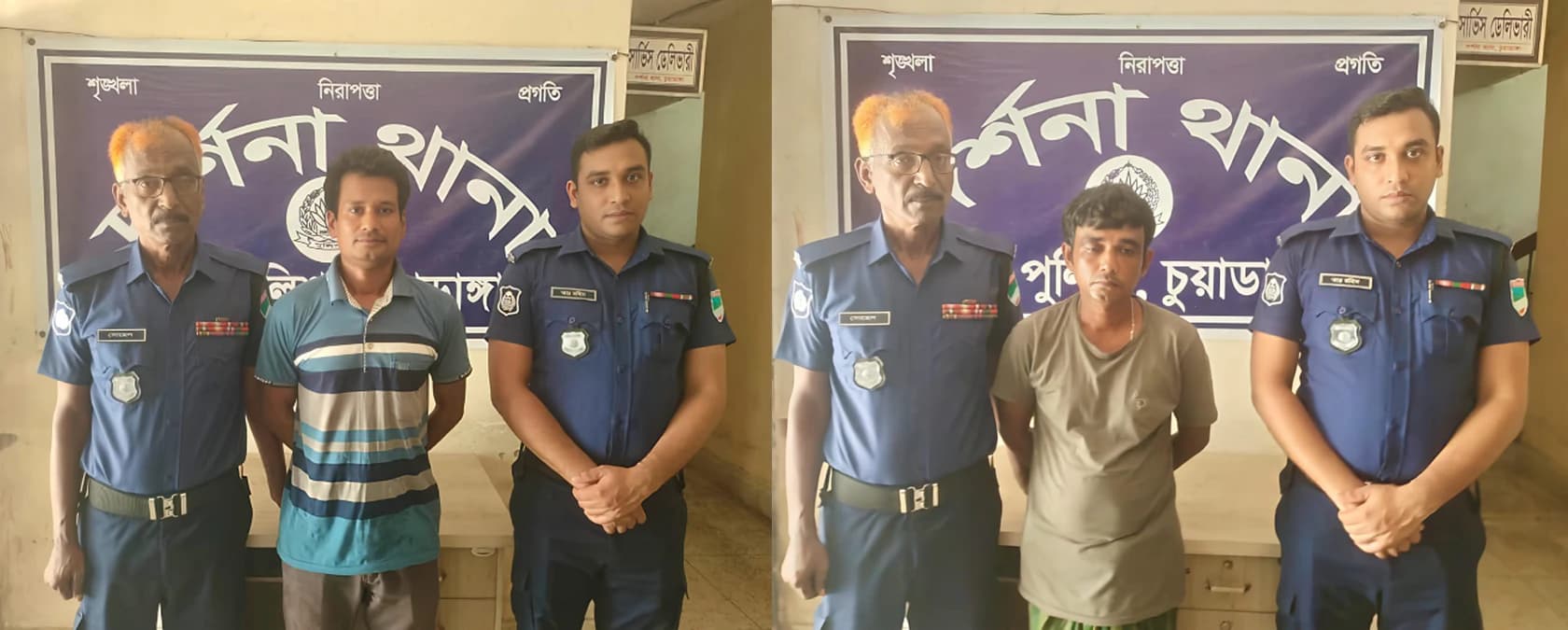 চুয়াডাঙ্গার দর্শনায় পুলিশের সাঁড়াশি অভিযান: বিস্ফোরক ও মাদক মামলার দুই আসামী গ্রেফতার