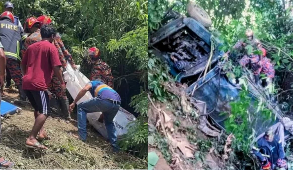 খাগড়াছড়ির মাটিরাঙ্গায় নিয়ন্ত্রণ হারিয়ে খাদে মালবাহী গাড়ি, ঘটনাস্থলেই নিহত চালক