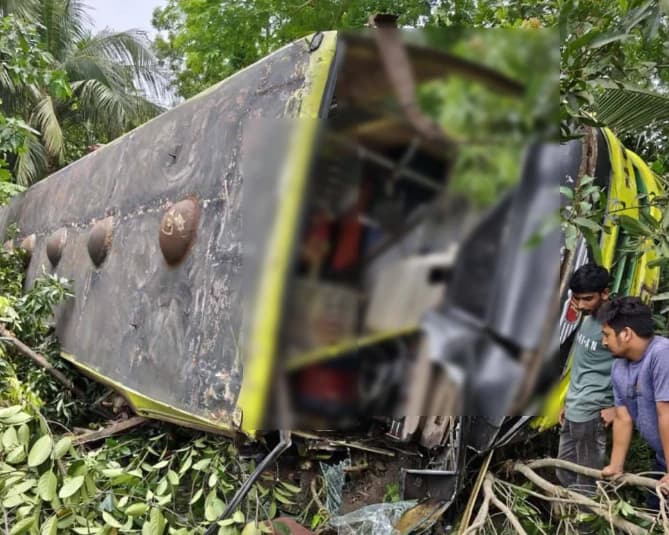 গোপালগঞ্জে যাত্রীবাহী বাস খাদে, নারী-শিশুসহ আহত ২৫জন