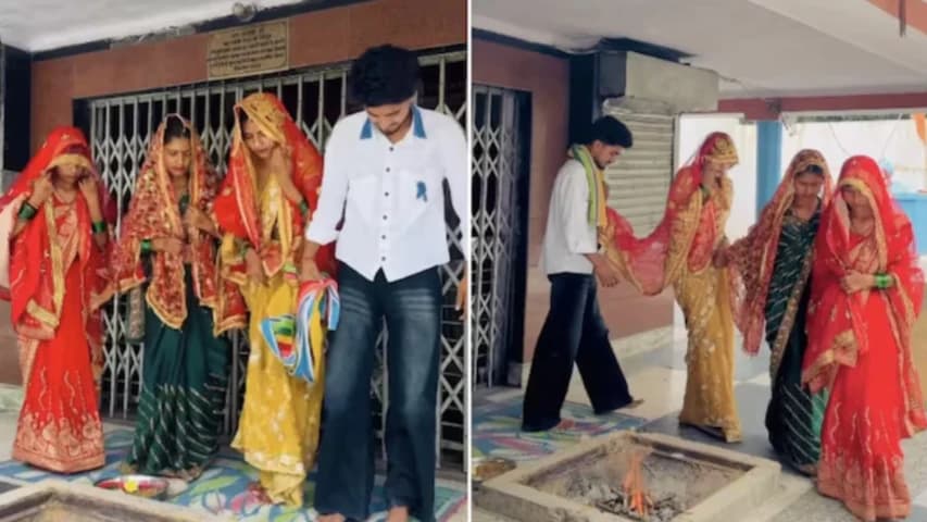 ভারতে এক যুবককে বিয়ে করলেন তিন বোন, ছড়িয়ে পড়া ভিডিওতে চরম বিতর্ক
