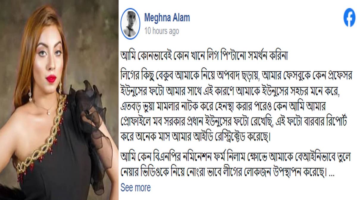 ‘আওয়ামী লীগ করলেই অপরাধী নয়’, নেতা-কর্মীদের নিয়ে অবস্থান স্পষ্ট করলেন মেঘনা আলম