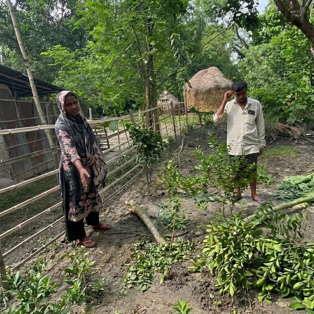 পাঁচবিবিতে ফলজ গাছ কর্তণ ও উঠানের বেড়া ভেঙে ফেলার অভিযোগ