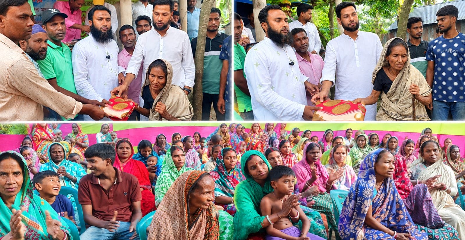 সাঘাটায় সনাতন ধর্মাবলম্বী নারীদের মাঝে শাড়ি বিতরণ, মন্দির উন্নয়নেও সহায়তা